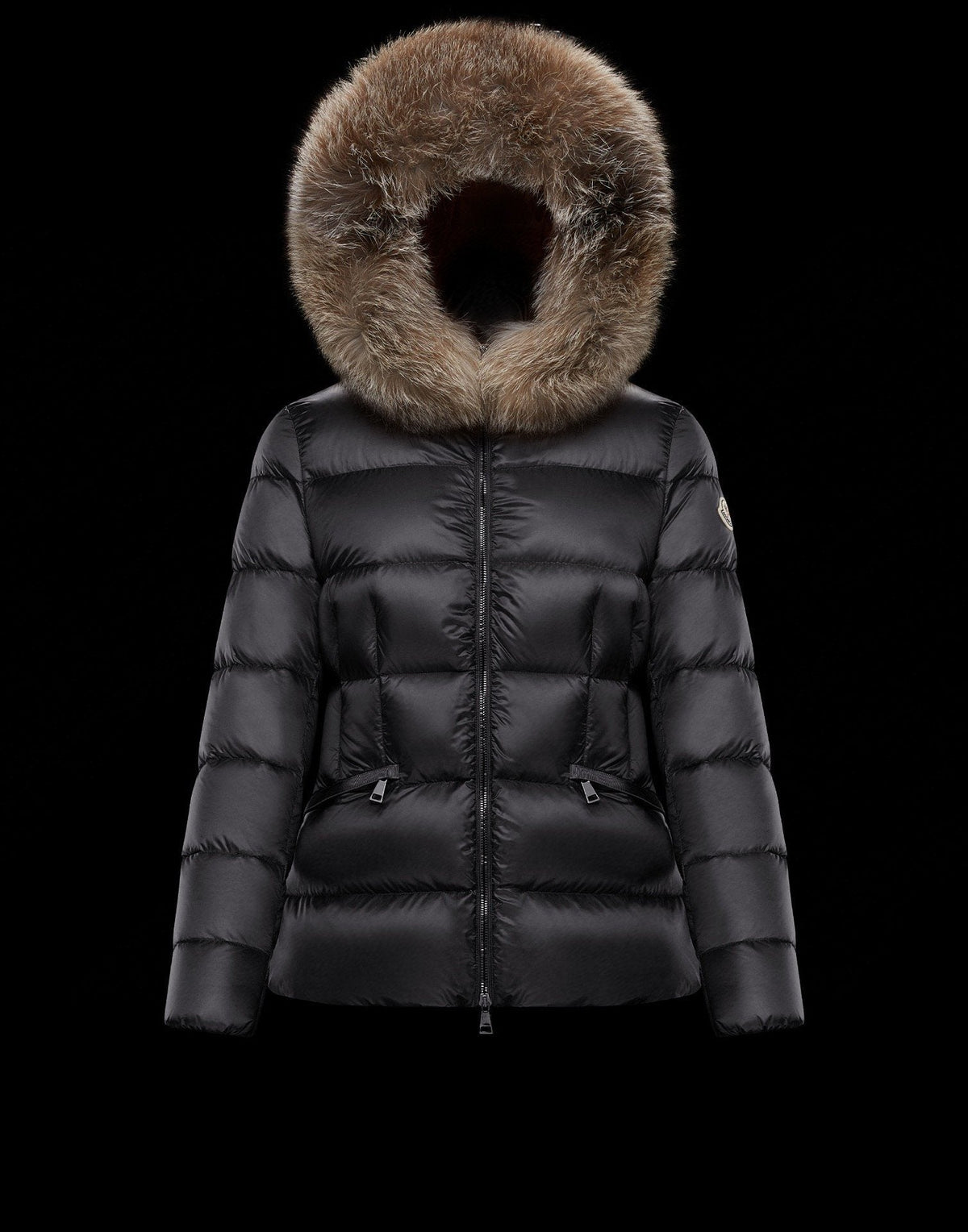 Moncler Fur-Trim Belted Puffer Coat — hero