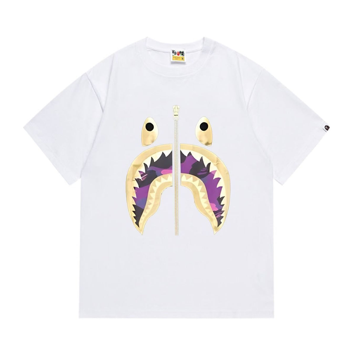 BAPE Shark Mouth Zipper Graphic T-Shirt — front